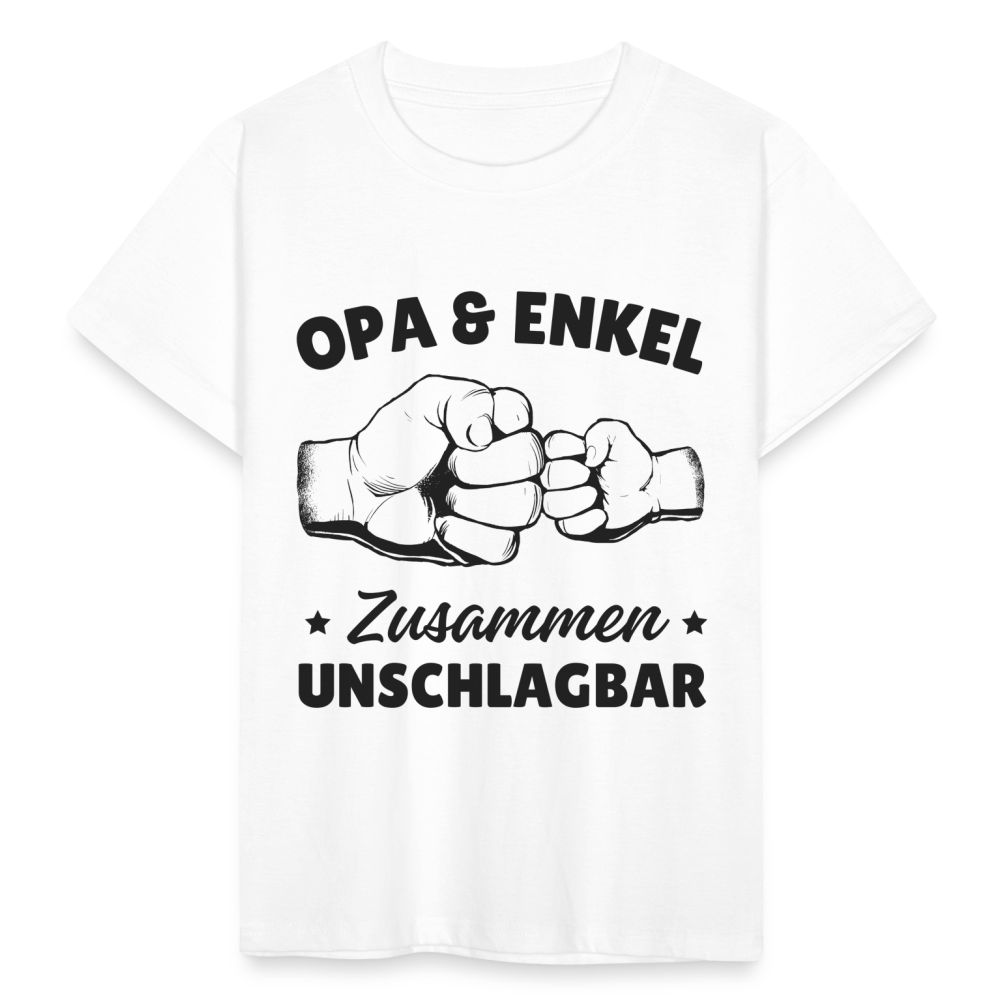 Kinder T-Shirt "Opa und Enkel - zusammen unschlagbar" - weiß