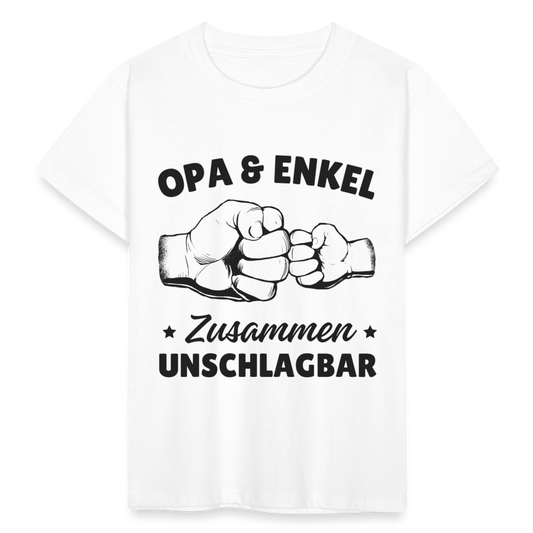 Kinder T-Shirt "Opa und Enkel - zusammen unschlagbar" - weiß