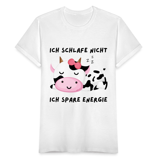 Frauen T-Shirt "Ich schlafe nicht, ich spare Energie" - weiß