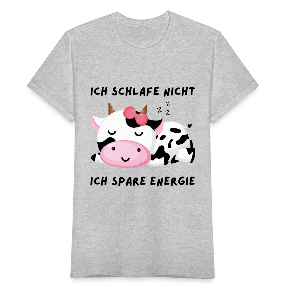 Frauen T-Shirt "Ich schlafe nicht, ich spare Energie" - Grau meliert