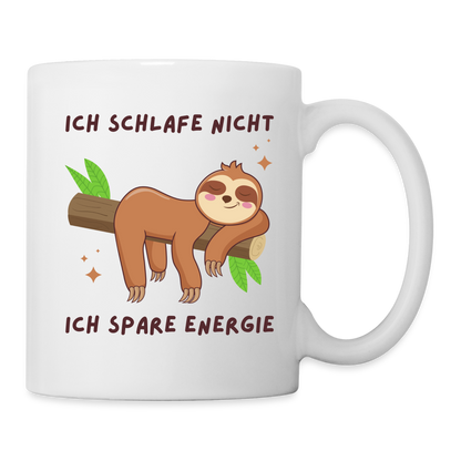 Tasse "Ich schlafe nicht, ich spare Energie" - weiß