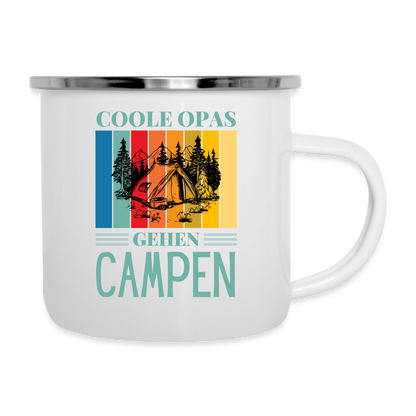 Emaille-Tasse "Coole Opas gehen Campen" - weiß