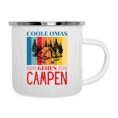 Emaille-Tasse "Coole Omas gehen Campen" - weiß