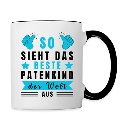 Tasse "So sieht das beste Patenkind der Welt aus" (Für Männer) - Weiß/Schwarz