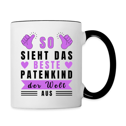 Tasse "So sieht das beste Patenkind der Welt aus" - Weiß/Schwarz