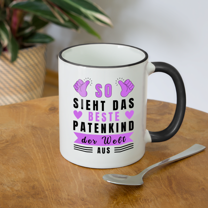 Tasse "So sieht das beste Patenkind der Welt aus" - Weiß/Schwarz