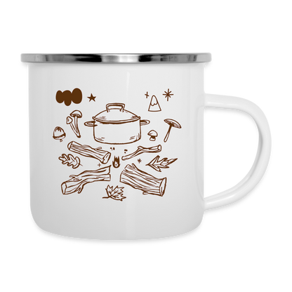 Emaille-Tasse "Camping Elemente im Herbst" - weiß