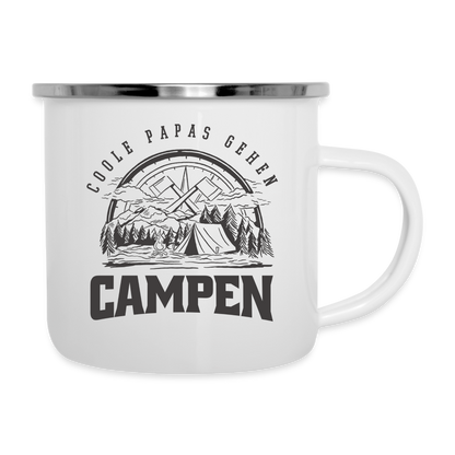 Emaille-Tasse "Coole Papas gehen Campen" - weiß