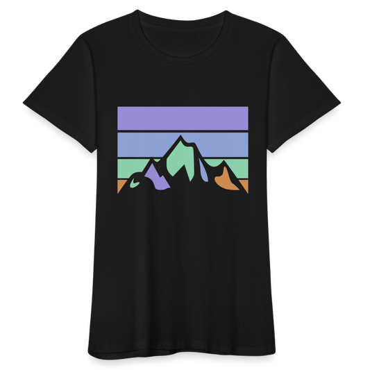 Frauen Bio-T-Shirt "Retro Berge" - Schwarz