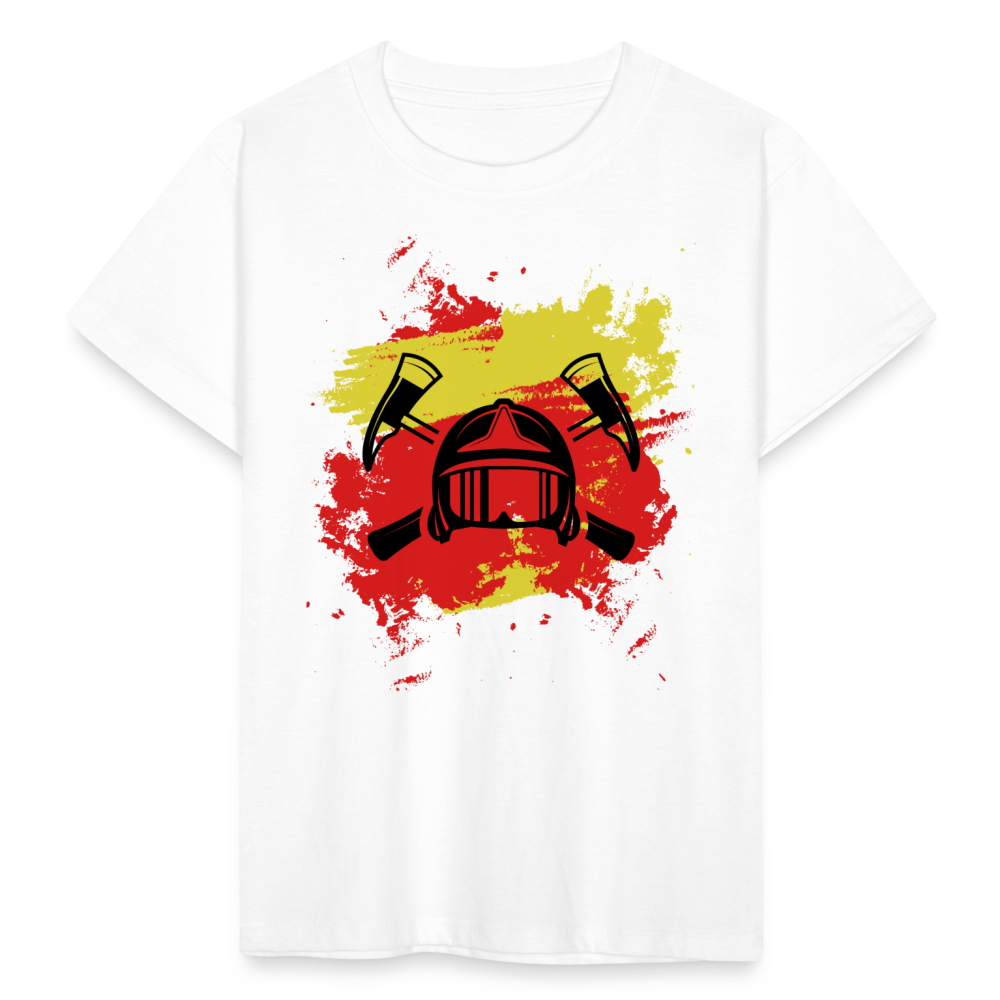 Kinder T-Shirt "Cooles Feuerwehrhelm Design" - weiß