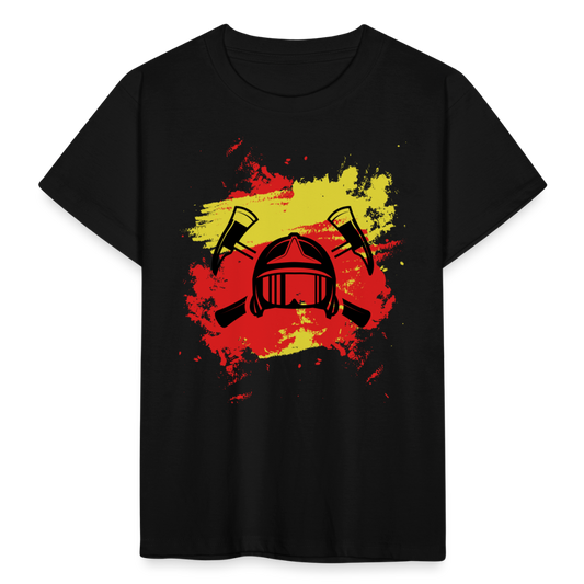 Kinder T-Shirt "Cooles Feuerwehrhelm Design" - Schwarz