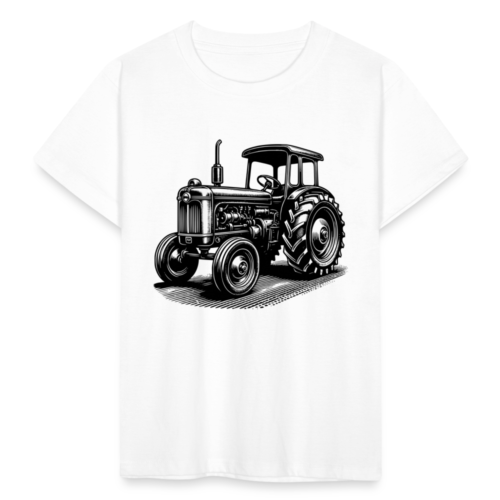 Kinder T-Shirt "Traktor Zeichnung" - weiß