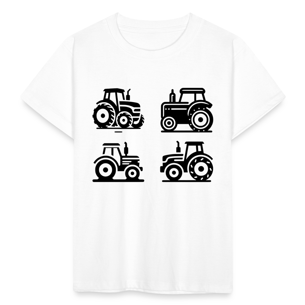 Kinder T-Shirt "4 minimalistische Traktoren" - weiß