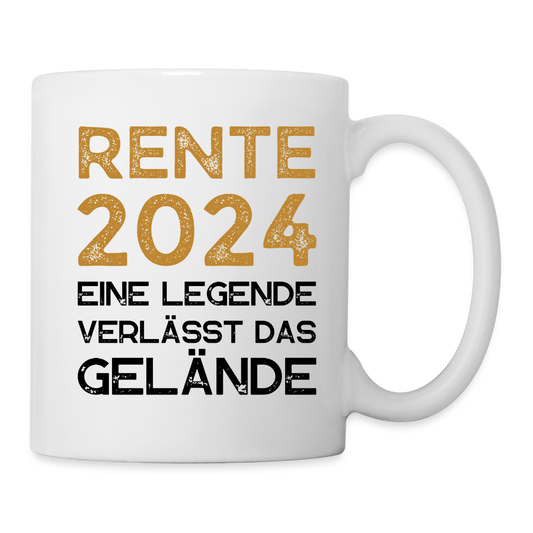 Tasse "Rente 2024 - Eine Legende verlässt das Gelände" - weiß