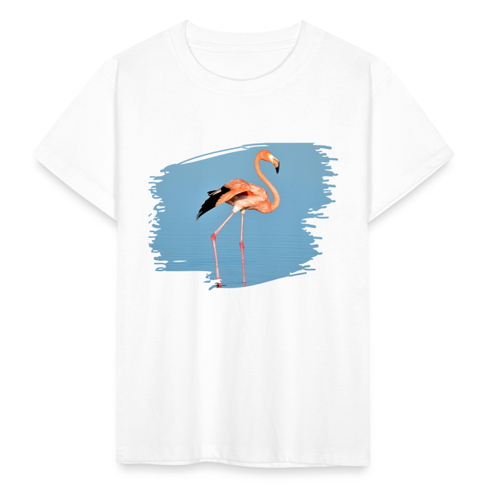 Kinder T-Shirt "Realistischer Flamingo im Meer" - weiß