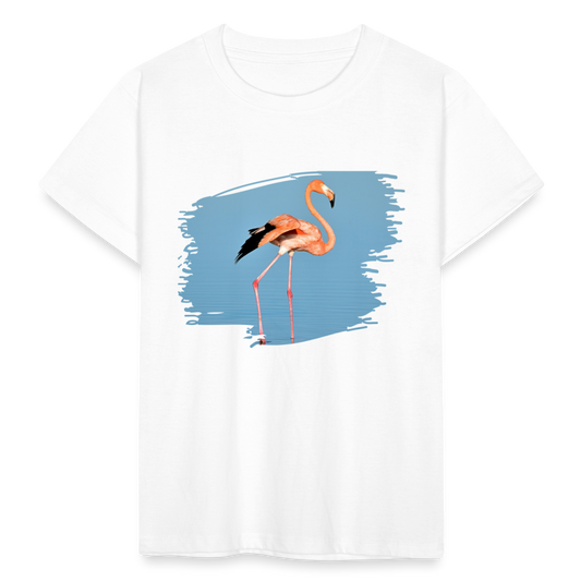 Kinder T-Shirt "Realistischer Flamingo im Meer" - weiß