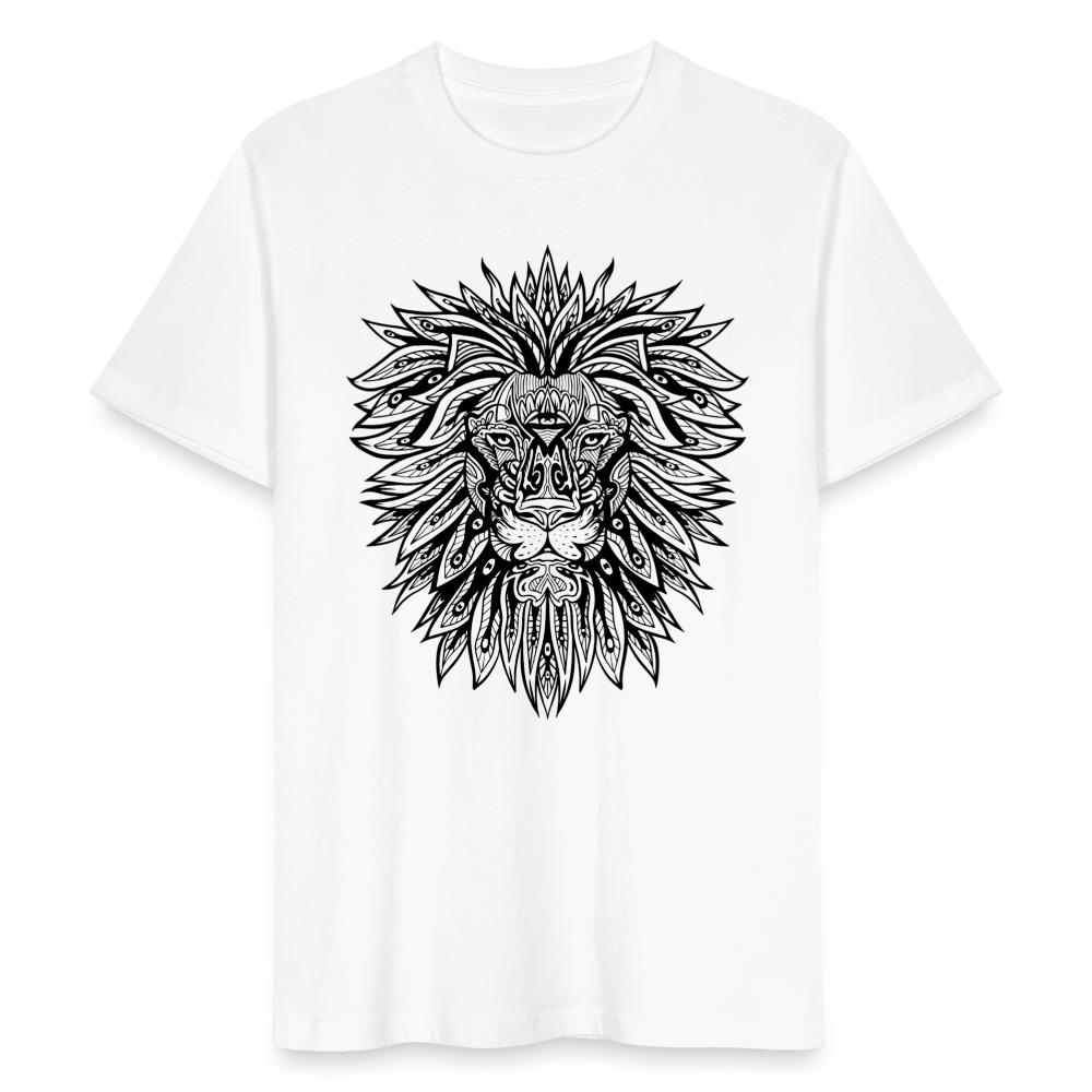 Männer Bio T-Shirt "Löwe im Mandala-Stil" - weiß