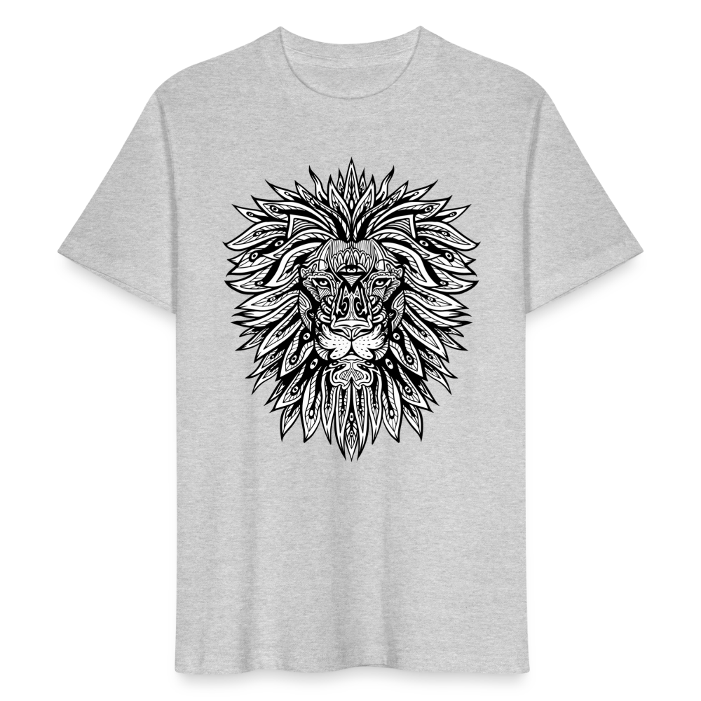 Männer Bio T-Shirt "Löwe im Mandala-Stil" - Grau meliert