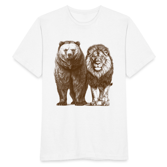 Männer T-Shirt "Löwe und Bär" - weiß