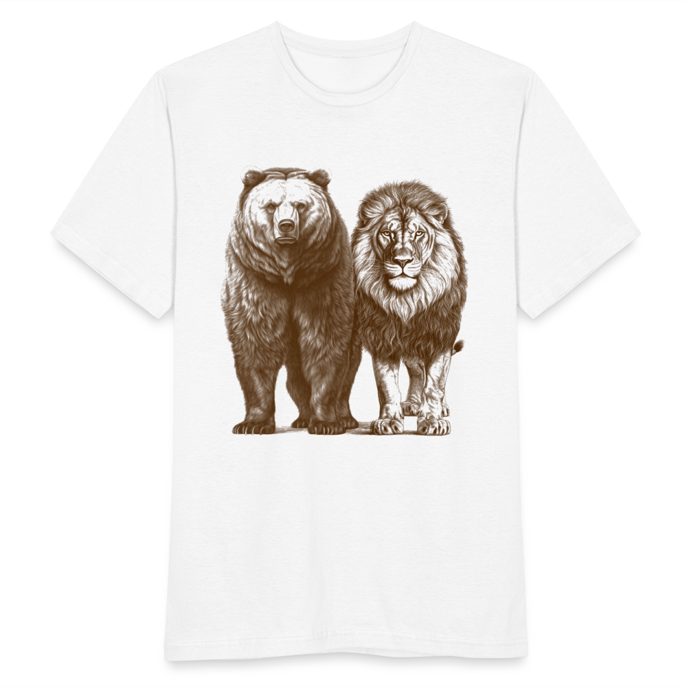 Männer T-Shirt "Löwe und Bär" - weiß