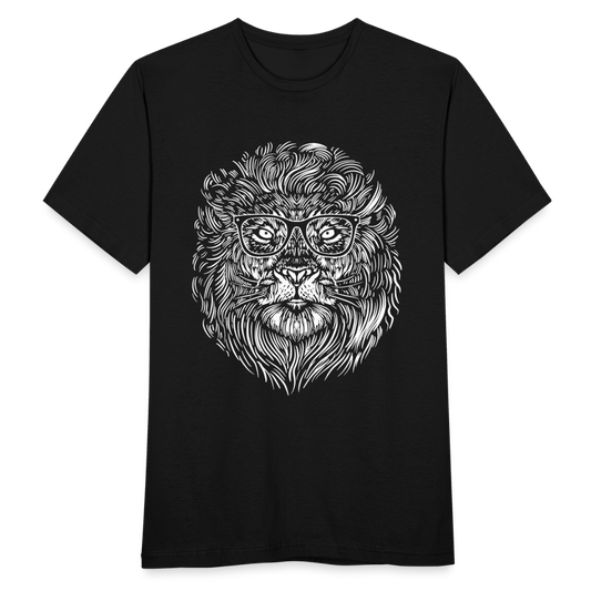 Männer T-Shirt "Löwe mit Brille" - Schwarz