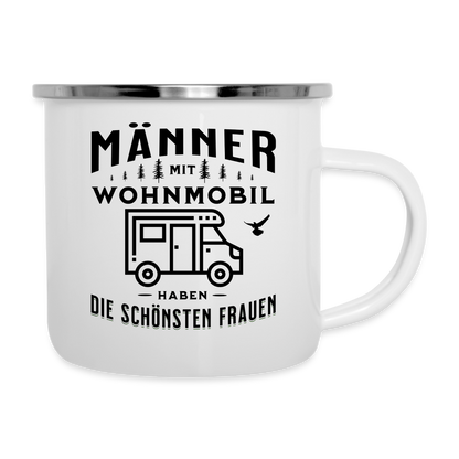 Emaille-Tasse "Männer mit Wohnmobil haben die schönsten Frauen" - weiß