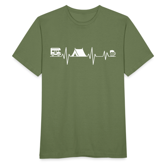 Männer T-Shirt "Wohnwagen Zelt Bier" - Militärgrün