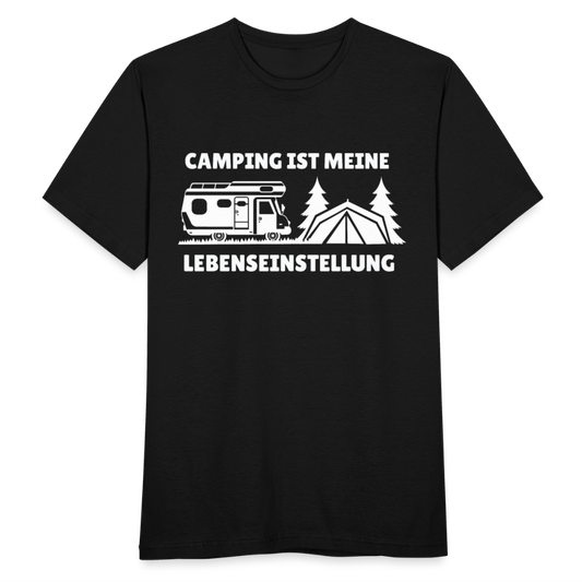 Männer T-Shirt "Camping ist meine Lebenseinstellung" - Schwarz