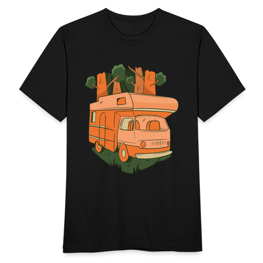 Männer T-Shirt "Wohnmobil im Wald" - Schwarz