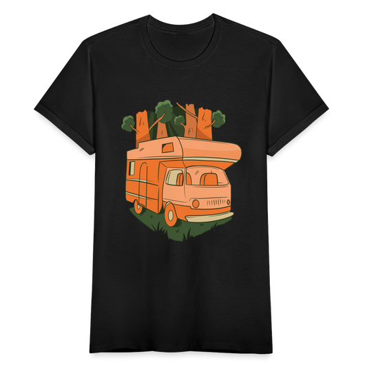 Frauen T-Shirt "Wohnmobil im Wald" - Schwarz