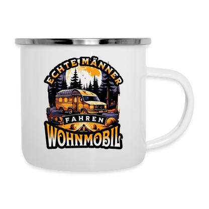 Emaille-Tasse "Echte Männer fahren Wohnmobil" - weiß