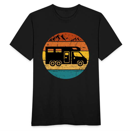 Männer T-Shirt "Wohnmobil im Retro-Stil Sonnenuntergang" - Schwarz