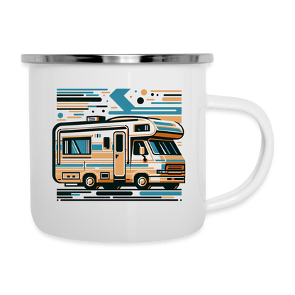 Emaille-Tasse "Kreatives Wohnmobil" - weiß
