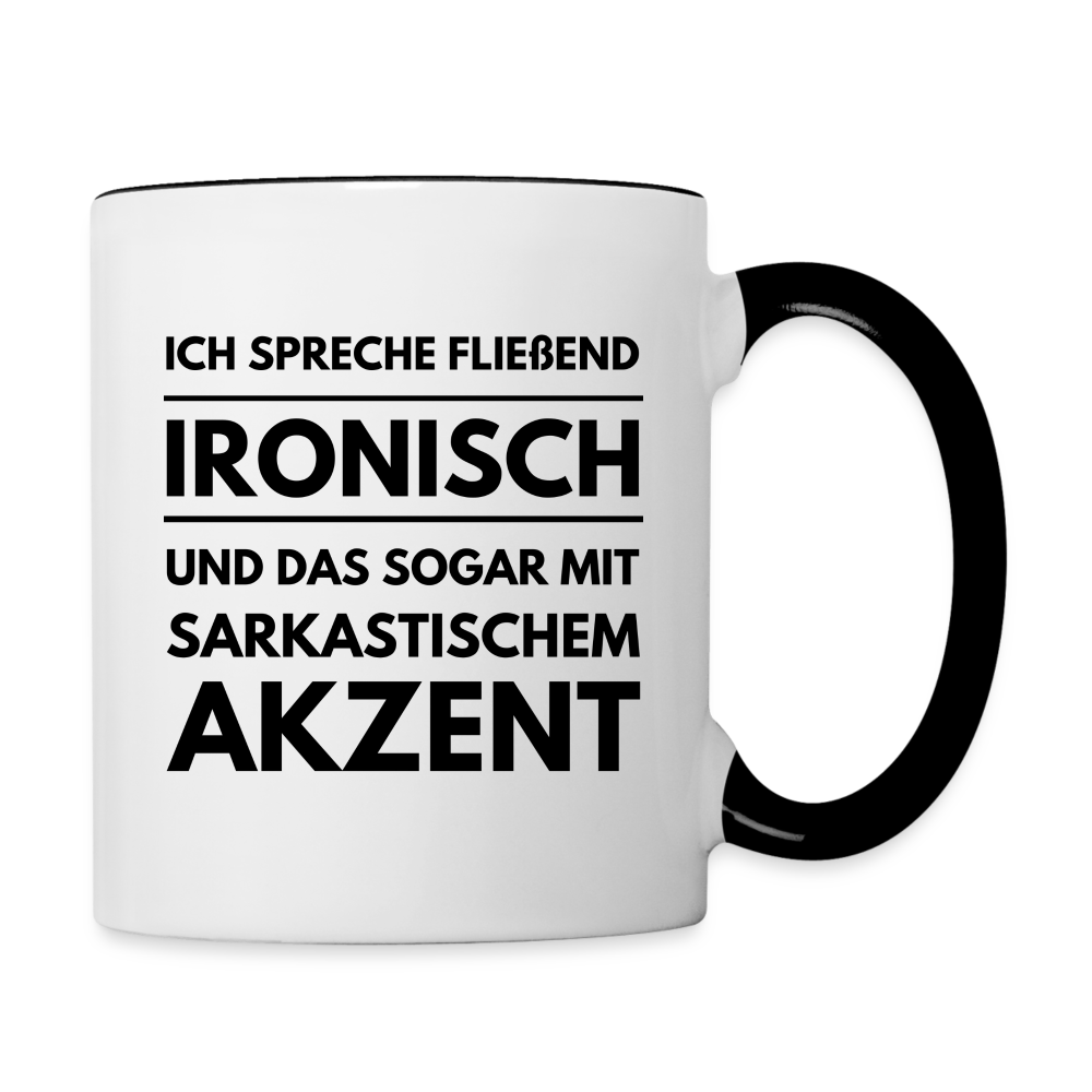 Tasse "Ich spreche fließend ironisch" - Weiß/Schwarz