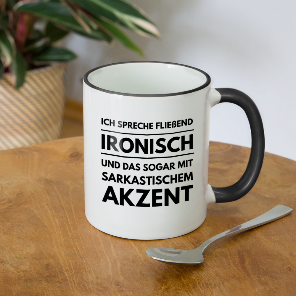 Tasse "Ich spreche fließend ironisch" - Weiß/Schwarz