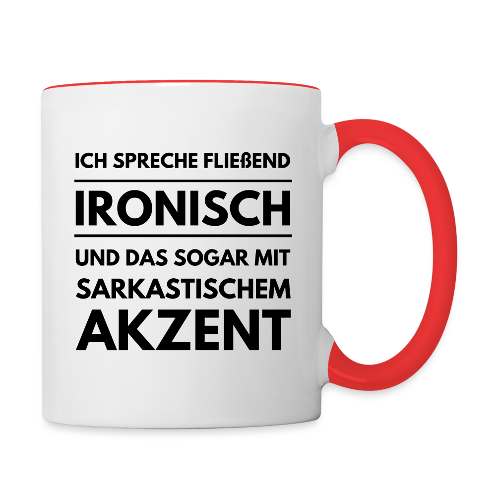 Tasse "Ich spreche fließend ironisch" - Weiß/Rot