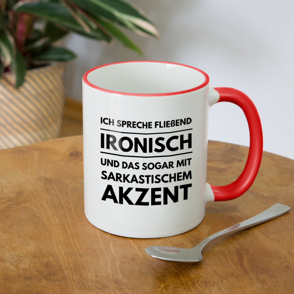 Tasse "Ich spreche fließend ironisch" - Weiß/Rot