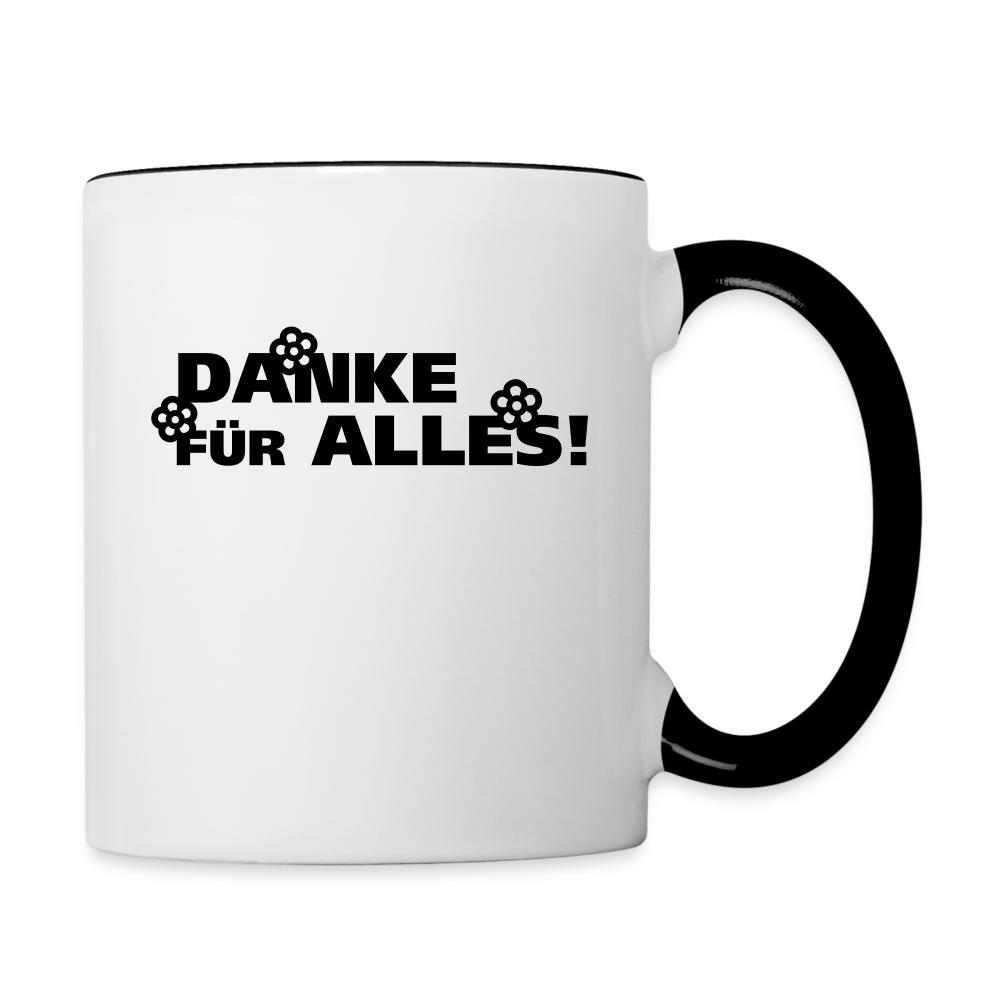 Tasse "Danke für alles" (Minimalistisches Design) - Weiß/Schwarz