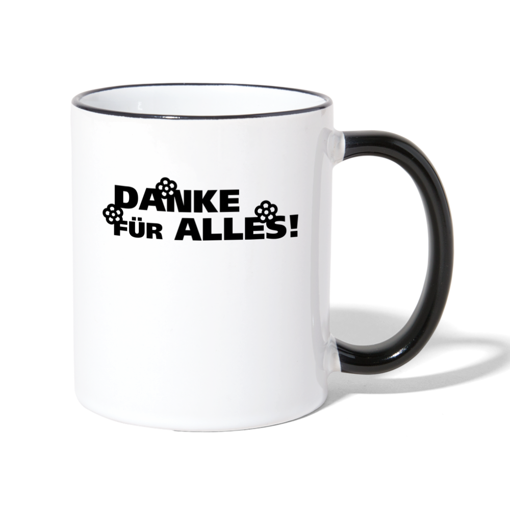 Tasse "Danke für alles" (Minimalistisches Design) - Weiß/Schwarz