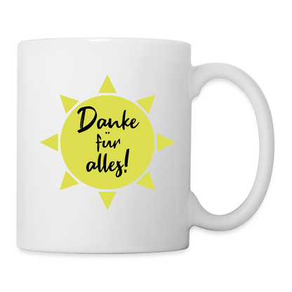 Tasse "Danke für alles" (Sonnenmotiv) - weiß