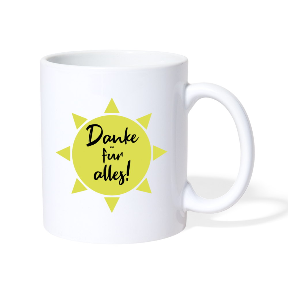 Tasse "Danke für alles" (Sonnenmotiv) - weiß