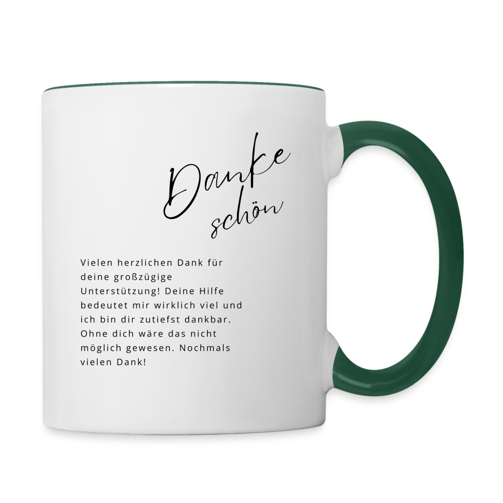 Tasse "Dankeschön" (Für großzügige Unterstützung) - Weiß/Dunkelgrün