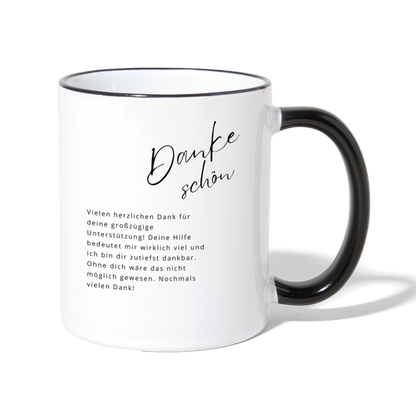 Tasse "Dankeschön" (Für großzügige Unterstützung) - Weiß/Schwarz