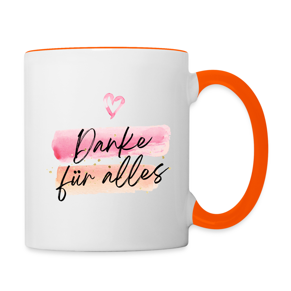 Tasse "Danke für alles" (Kreativ) - Weiß/Orange