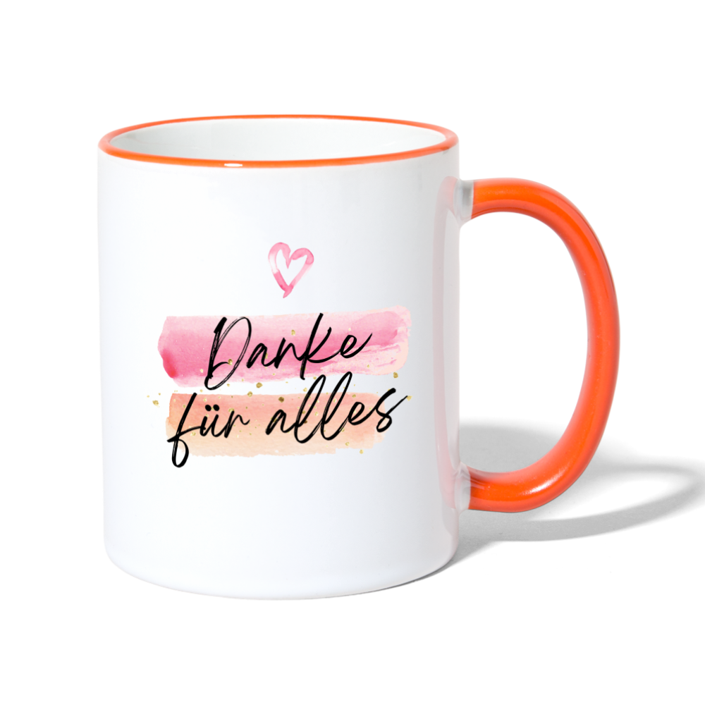 Tasse "Danke für alles" (Kreativ) - Weiß/Orange