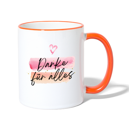 Tasse "Danke für alles" (Kreativ) - Weiß/Orange