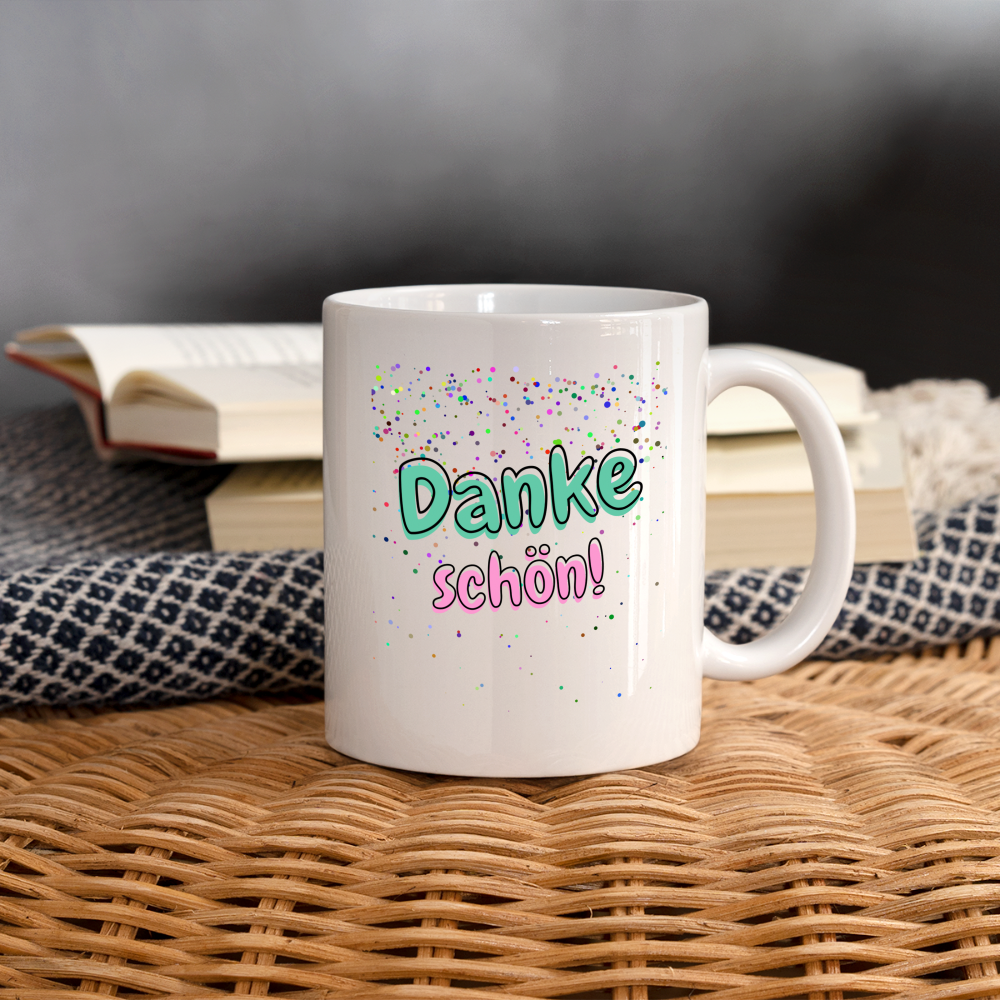 Tasse "Dankeschön" (Buntes Konfetti) - weiß