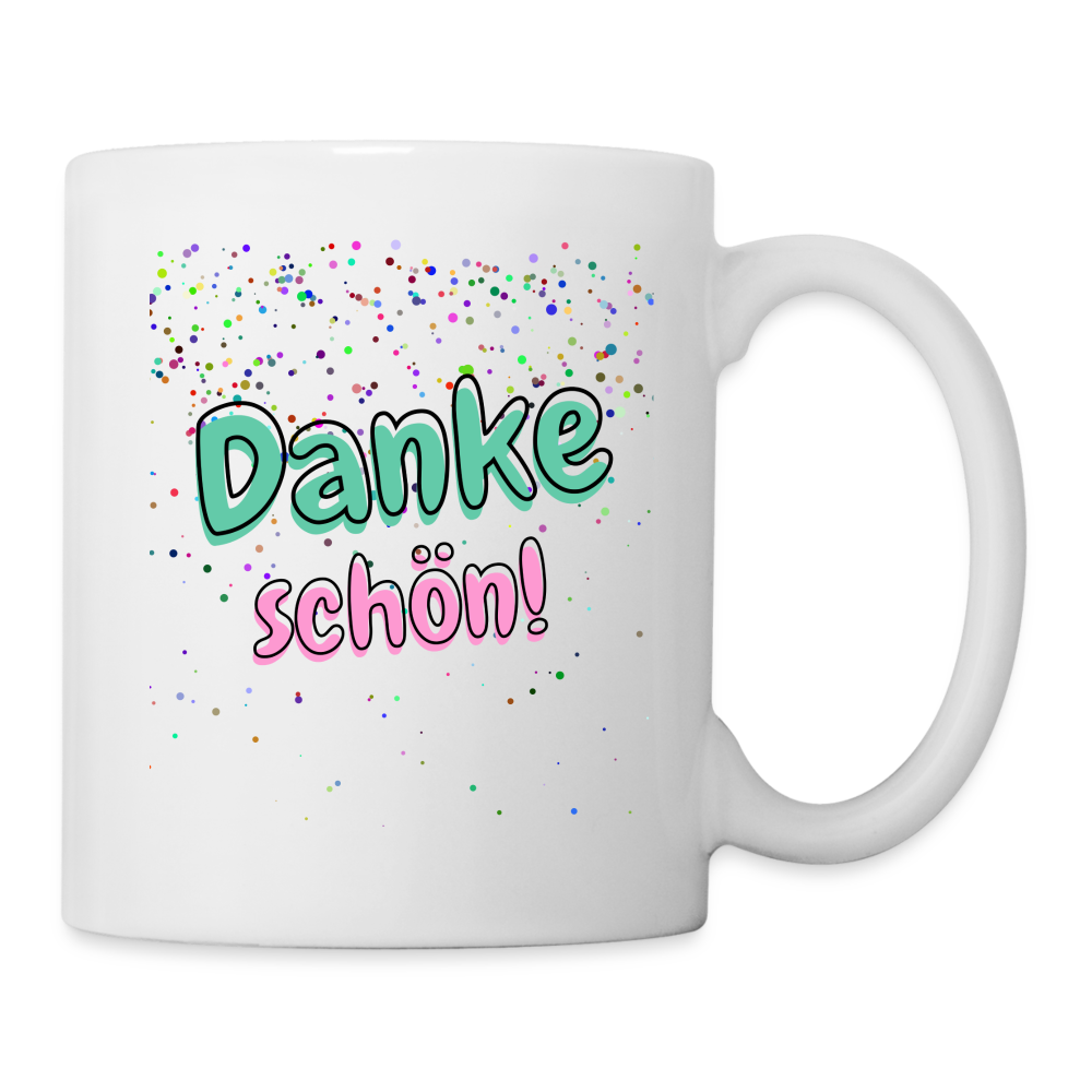 Tasse "Dankeschön" (Buntes Konfetti) - weiß