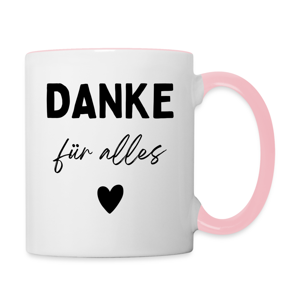 Tasse "Danke für alles" (Mit Herz) - Weiß/Pink