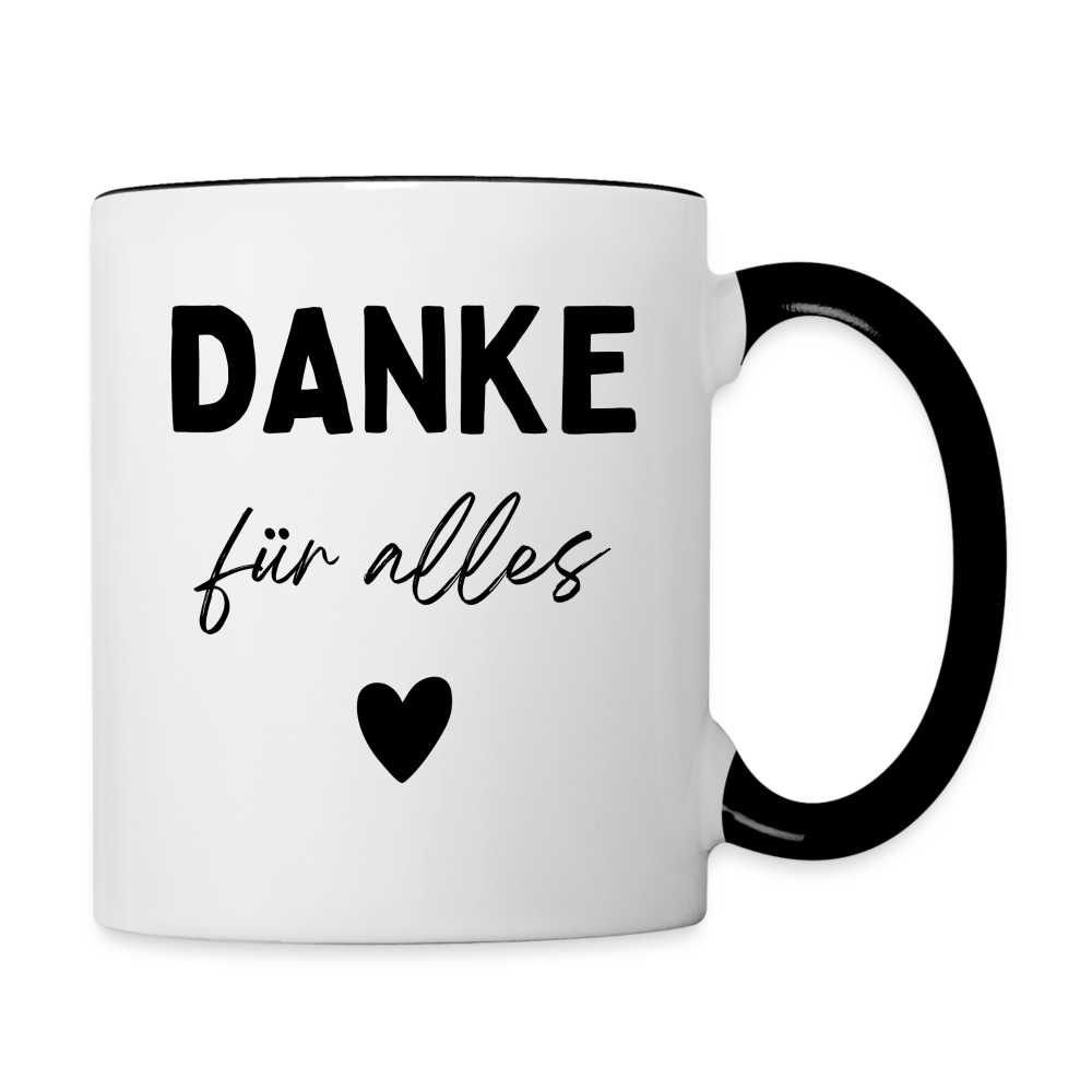 Tasse "Danke für alles" (Mit Herz) - Weiß/Schwarz